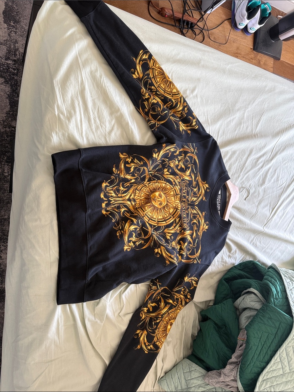 Versace Black and Gold Baroque Crewneck Sweater